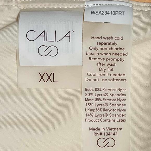 CALIA High Waisted Ruched Side Tie Swim Bikini Bottoms Orange Multi XXL *READ* - Picture 4 of 9